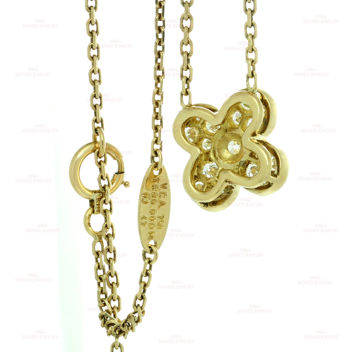 Van Cleef & Arpels Alhambra Diamond Gold Clover Necklace 1