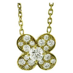 Van Cleef & Arpels Alhambra Diamond Gold Clover Necklace