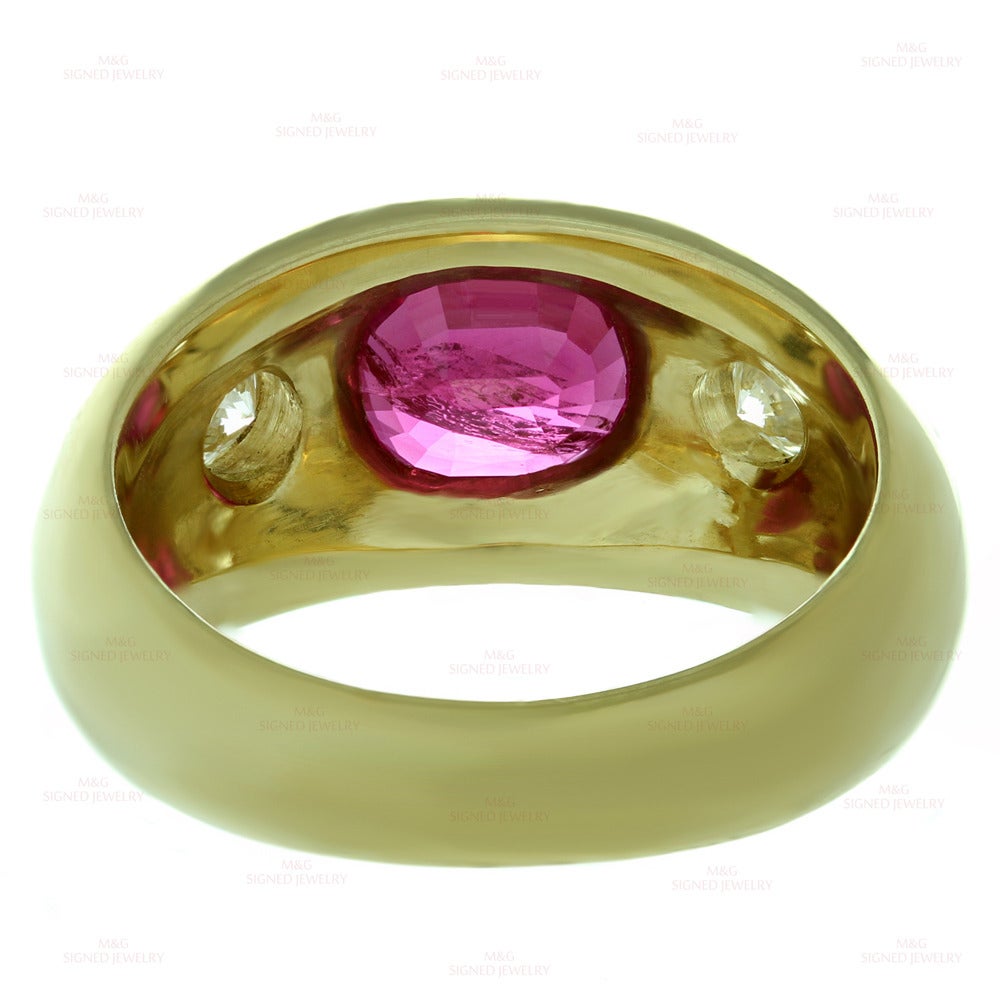 1970s Natural Ruby Diamond Gold Gypsy Ring 2