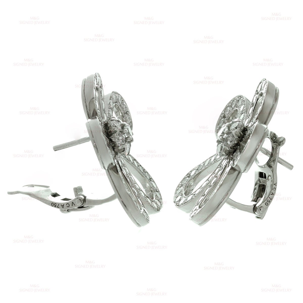 Van Cleef & Arpels Diamond Gold Small Flowerlace Earrings 3