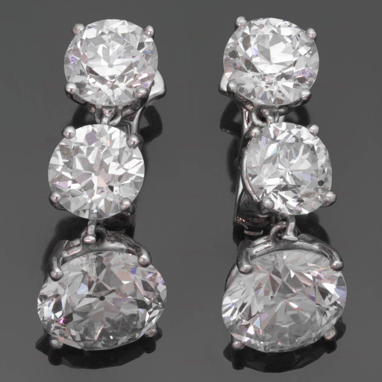 1940s Old-European Cut Diamond Platinum Dangling Earrings 2