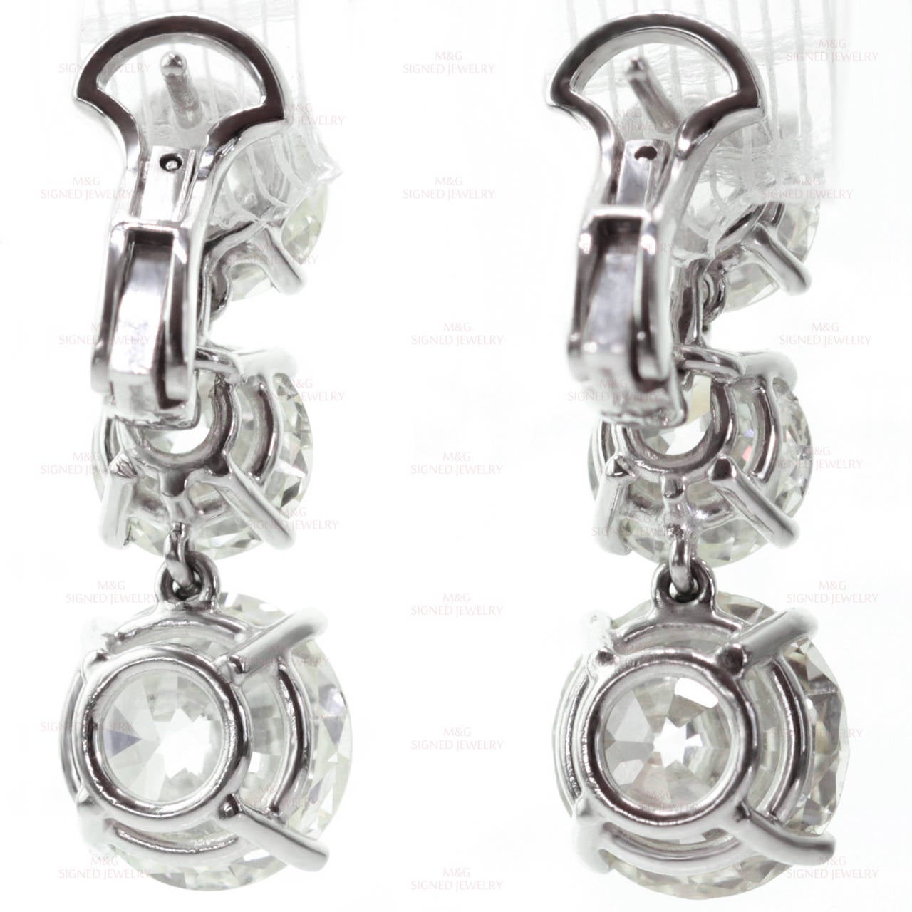 1940s Old-European Cut Diamond Platinum Dangling Earrings 1