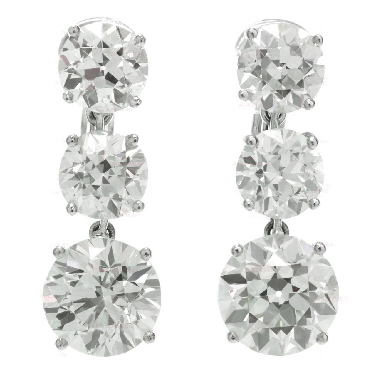1940s Old-European Cut Diamond Platinum Dangling Earrings