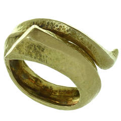 1960s Ilias Lalaounis Hammered Yellow Gold Ring