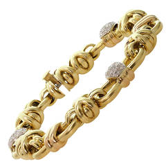1980s Italian Diamond Gold Link Bracelet 10