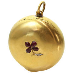 Edwardian Ruby Diamond Gold Flower Pill Vanity Box 2