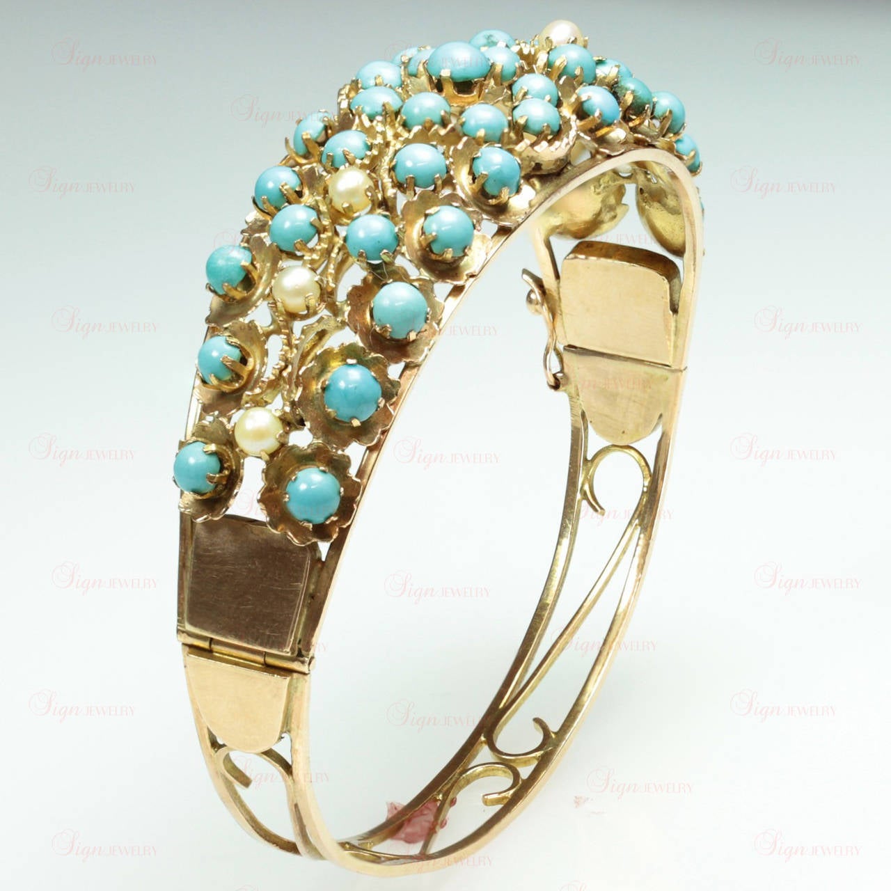 turquoise and gold bangle
