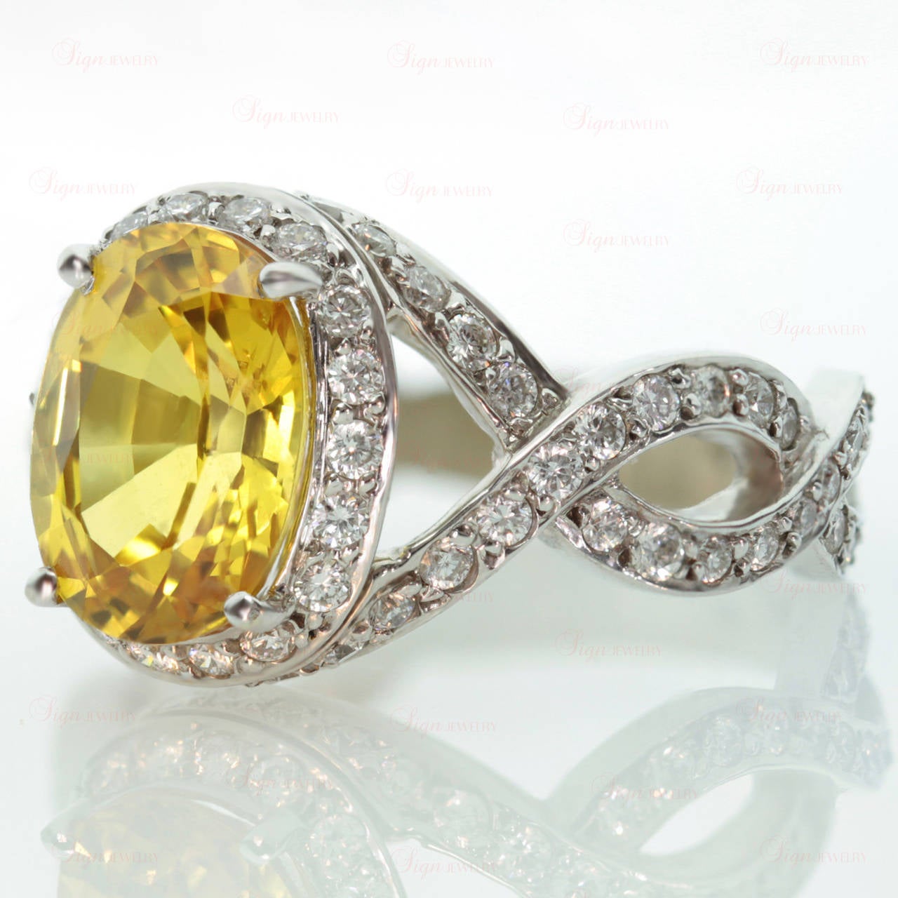 Oval Yellow Sapphire Diamond Gold Cocktail Ring In New Condition In New York, NY