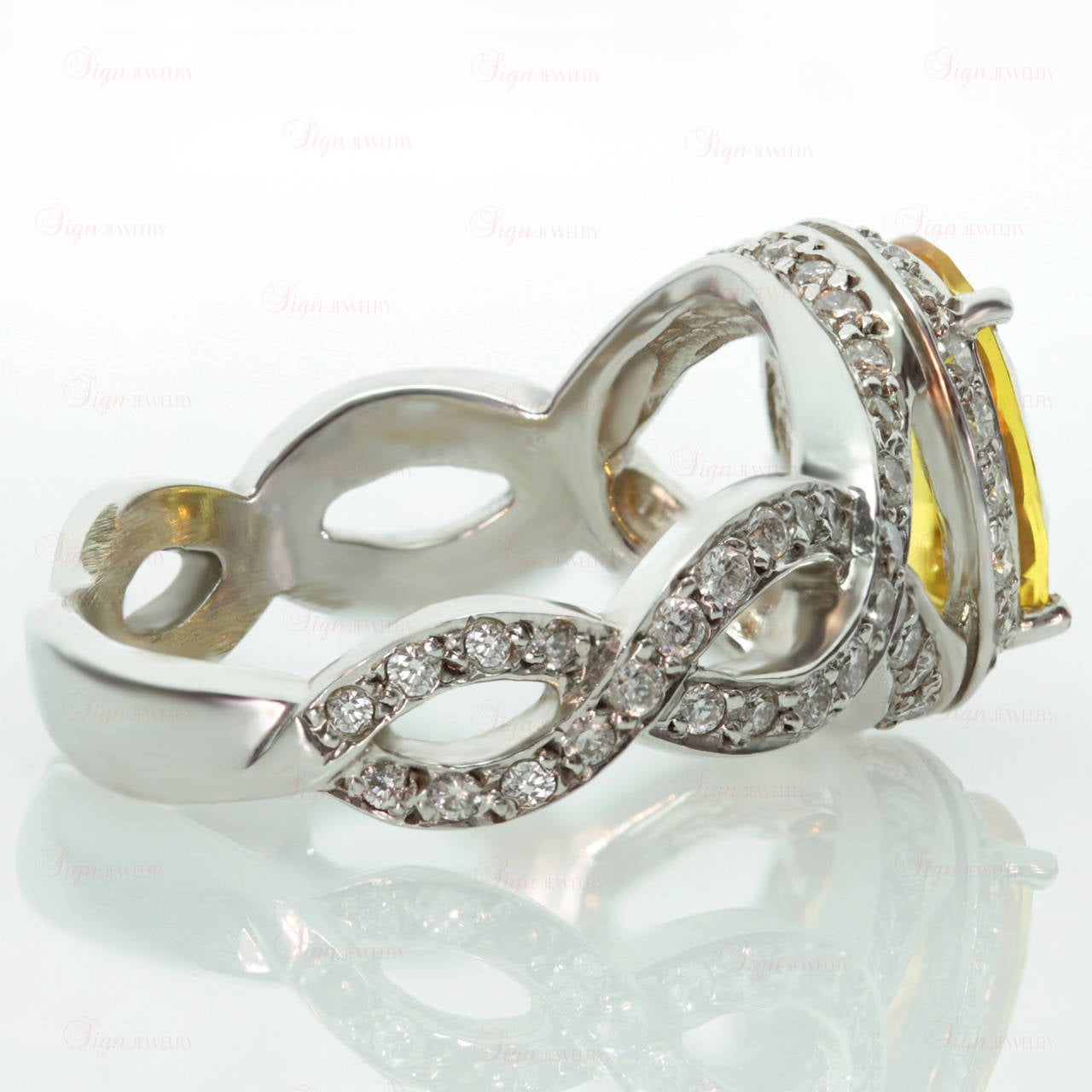 Women's Oval Yellow Sapphire Diamond Gold Cocktail Ring