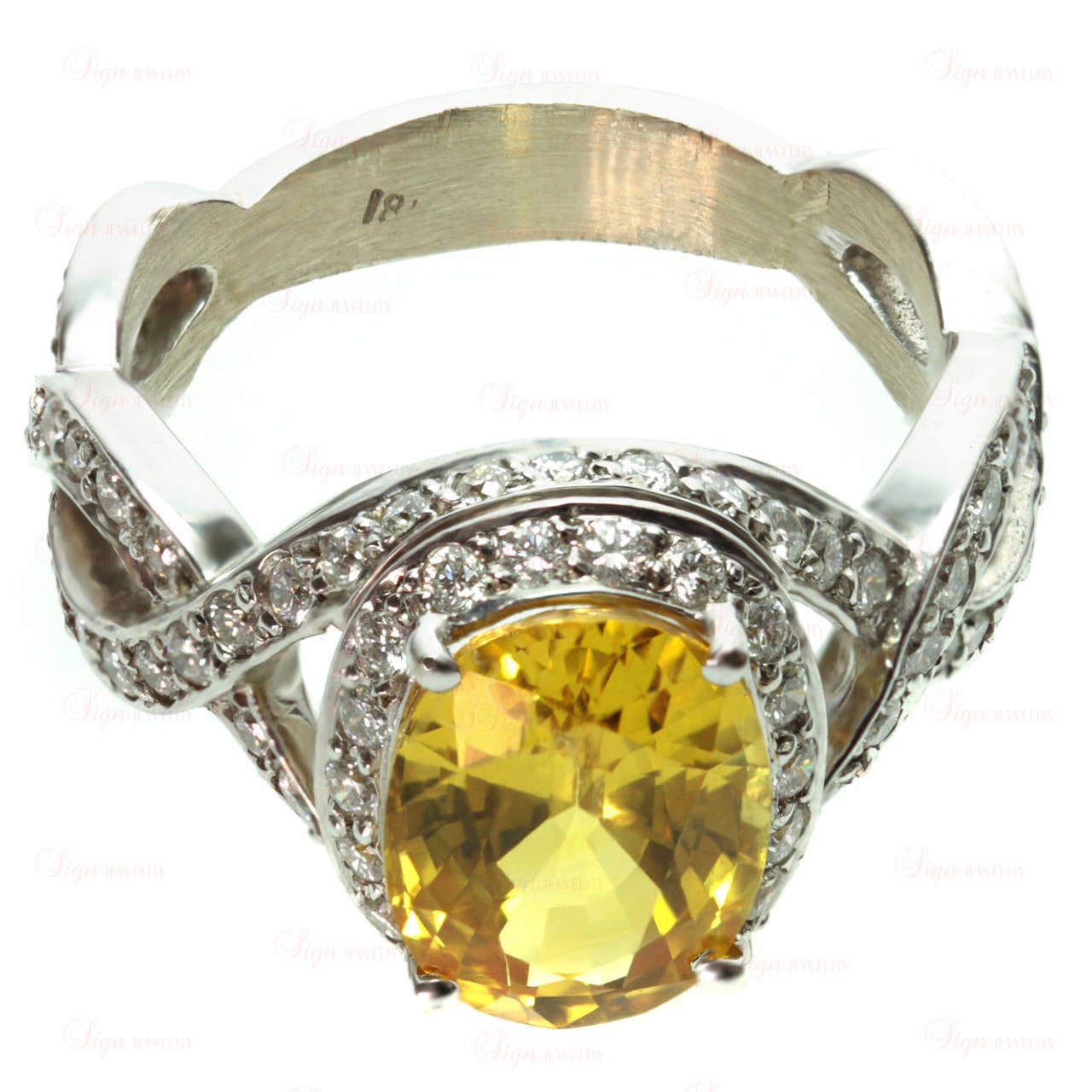 Oval Yellow Sapphire Diamond Gold Cocktail Ring 1