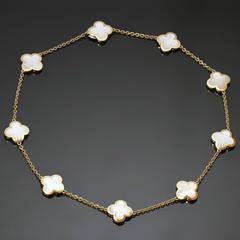 Van Cleef & Arpels Pure Alhambra Mother-of-Pearl Gold 9 Motif Necklace