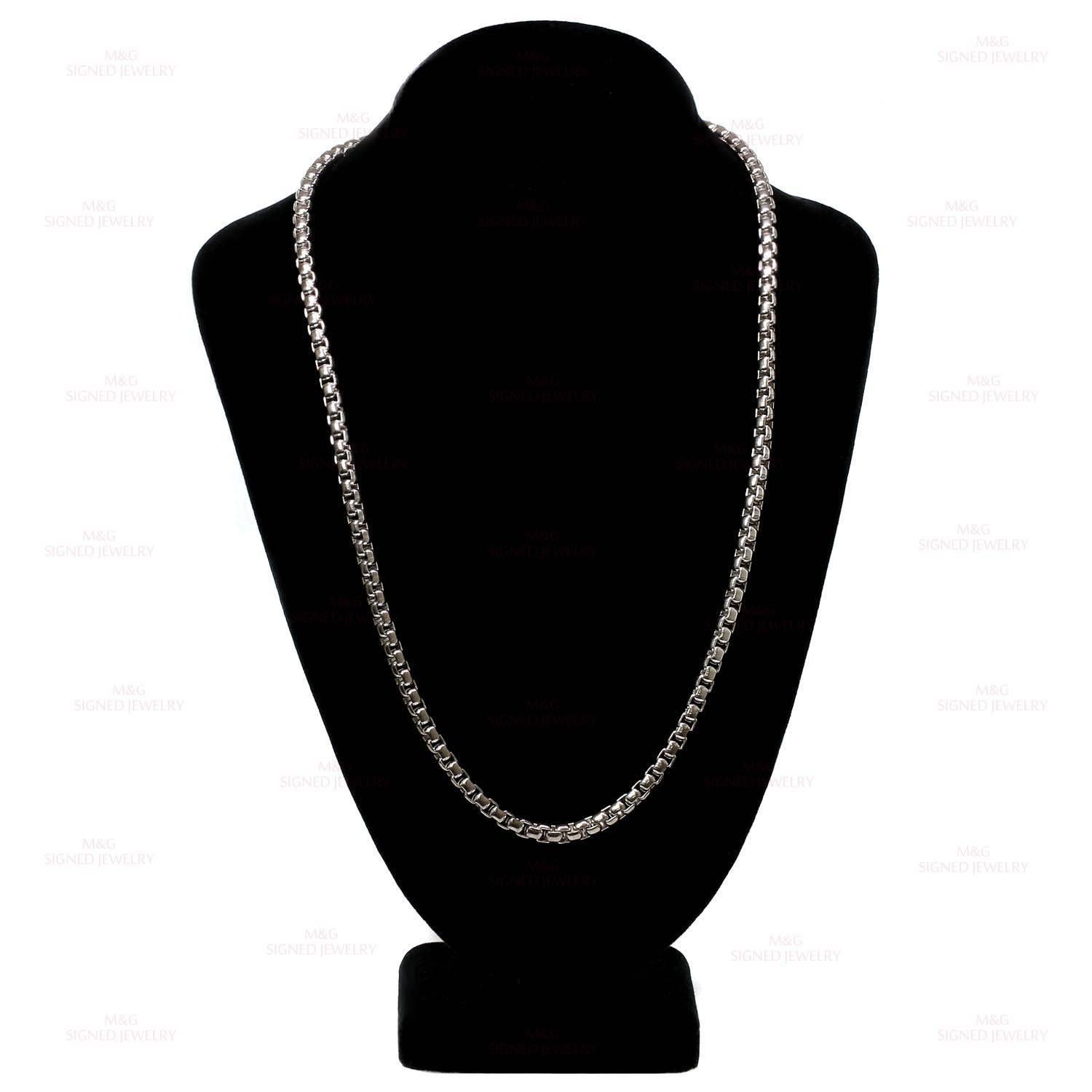 Sterling Silver Box Chain Necklace In Excellent Condition In New York, NY
