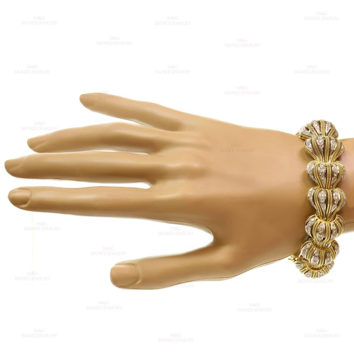 Women's Buccellati Diamond Two Color Gold Link Bracelet