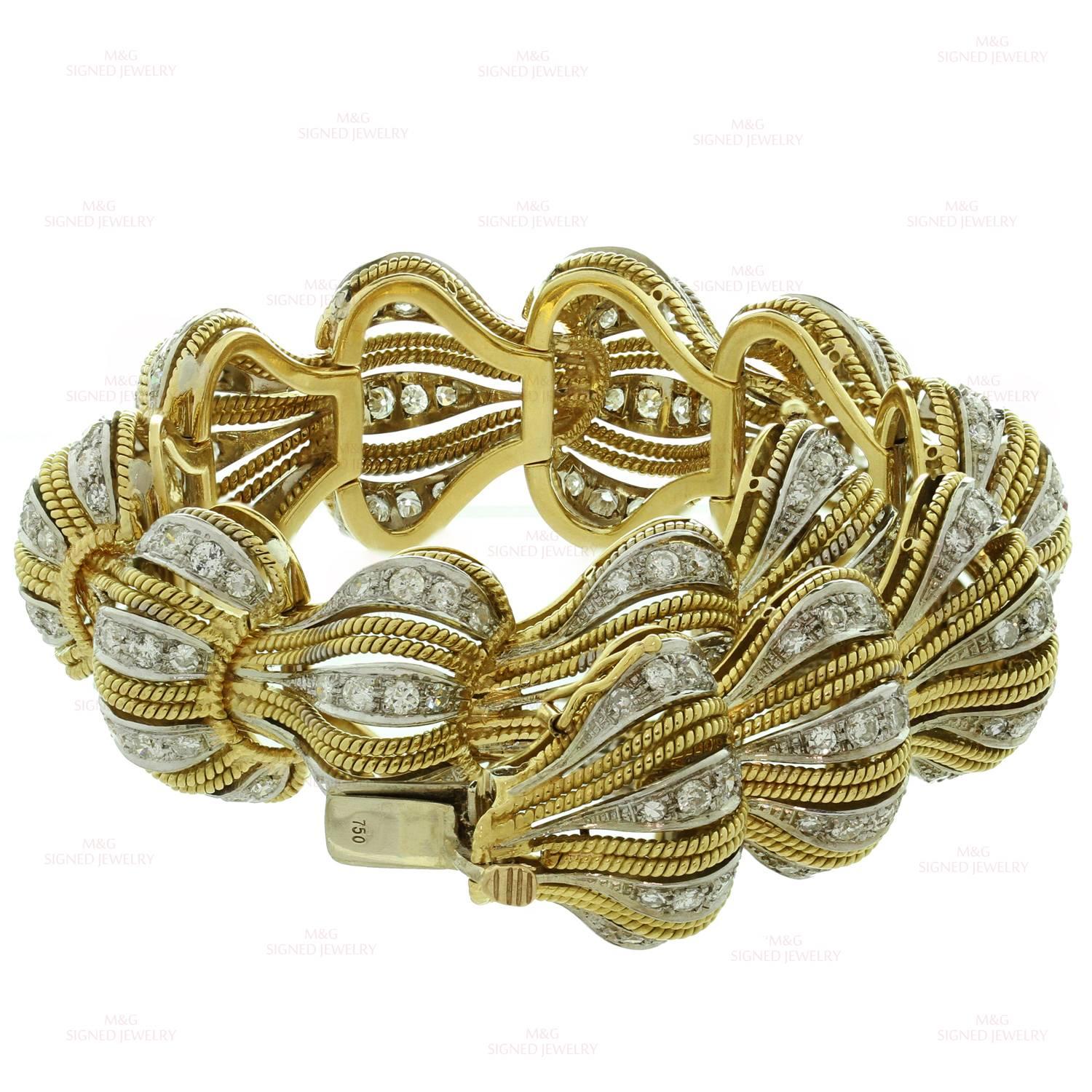 Buccellati Diamond Two Color Gold Link Bracelet 2