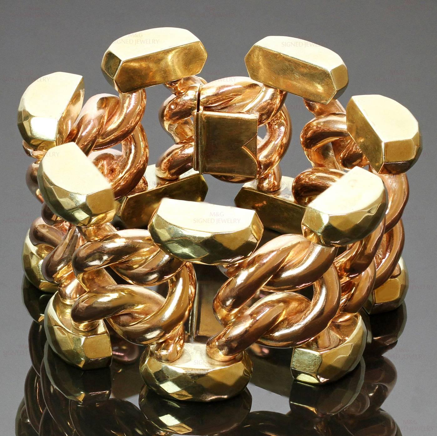 RETRO, grand bracelet à maillons en or bicolore, années 1940 en vente 2