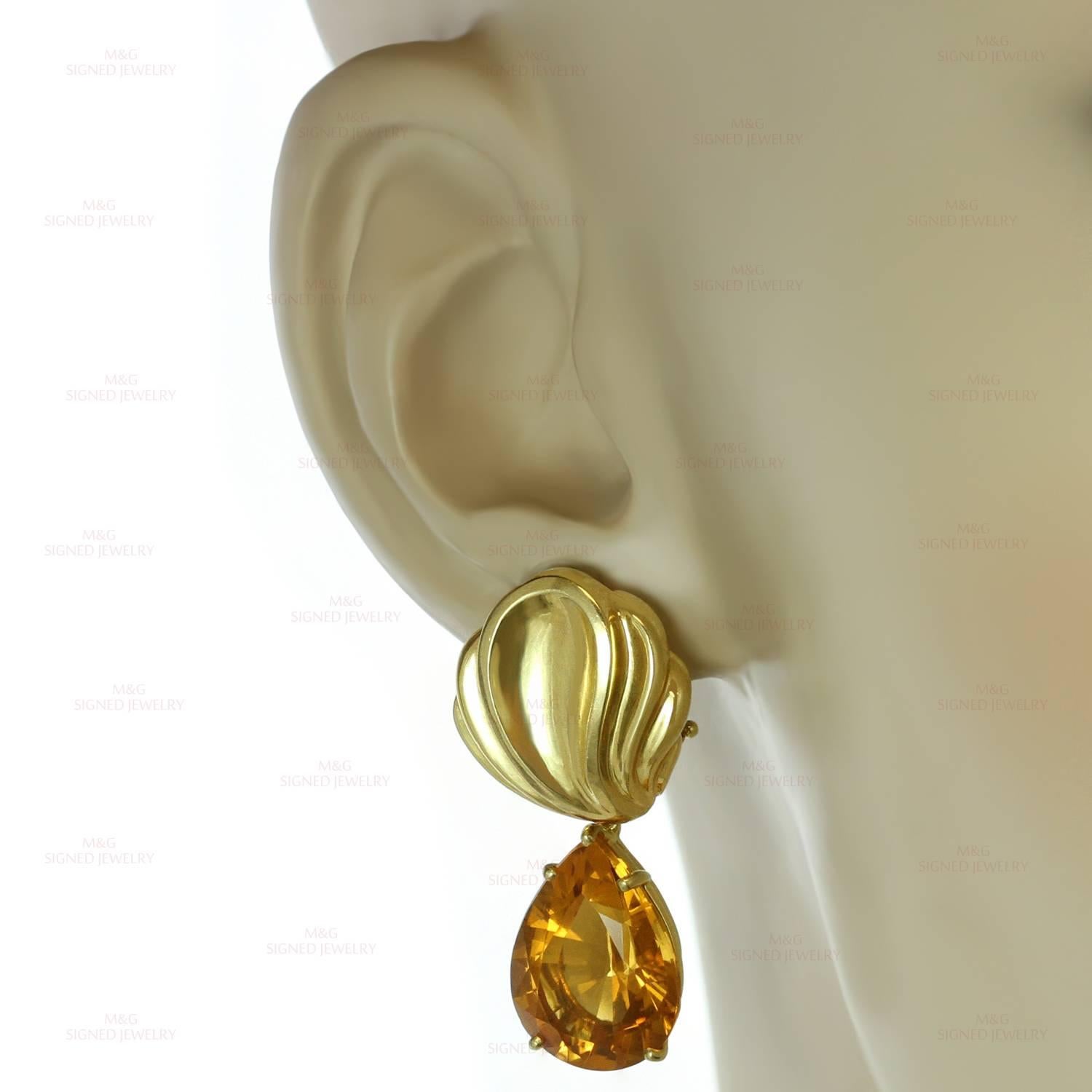 Tiffany & Co. Paloma Picasso Diamond Gemstone Gold Pendant Earrings 2