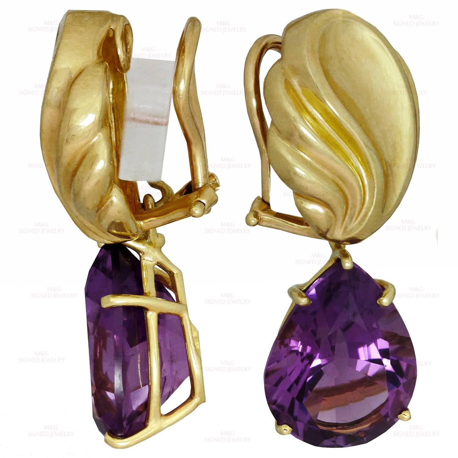 Tiffany & Co. Paloma Picasso Diamond Gemstone Gold Pendant Earrings In Excellent Condition In New York, NY