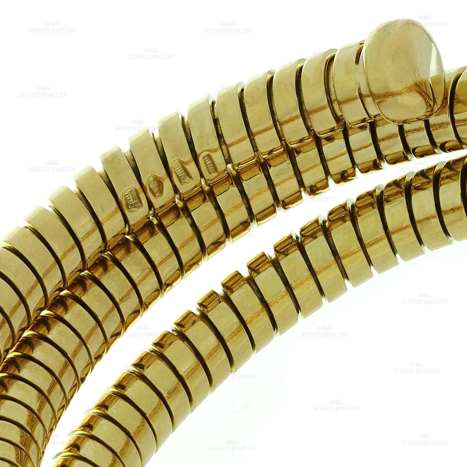 1980s Bulgari Tubogas Gold 3-Row Flexible Bracelet 1