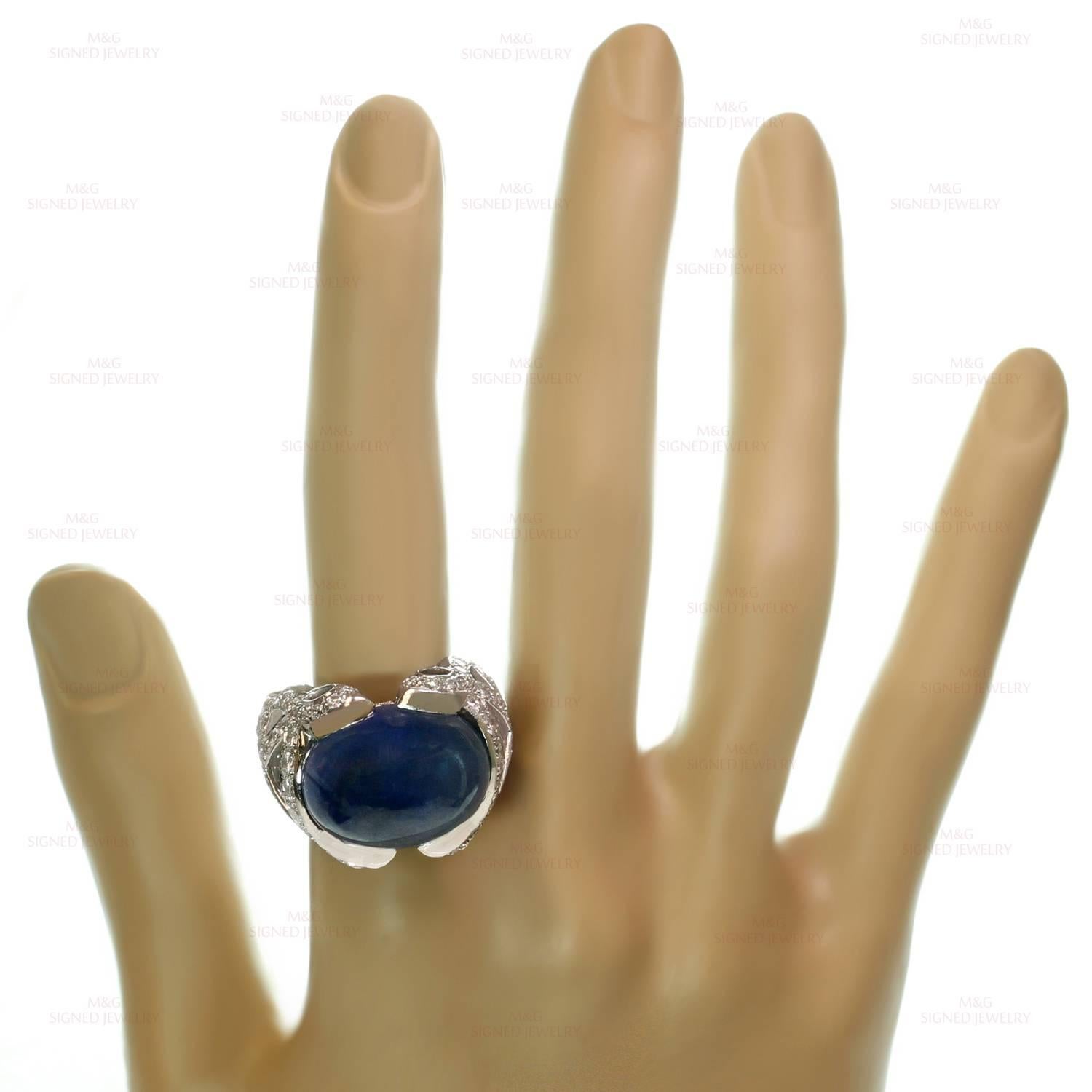 Women's Natural Blue Sapphire Diamond Gold Dome Ring