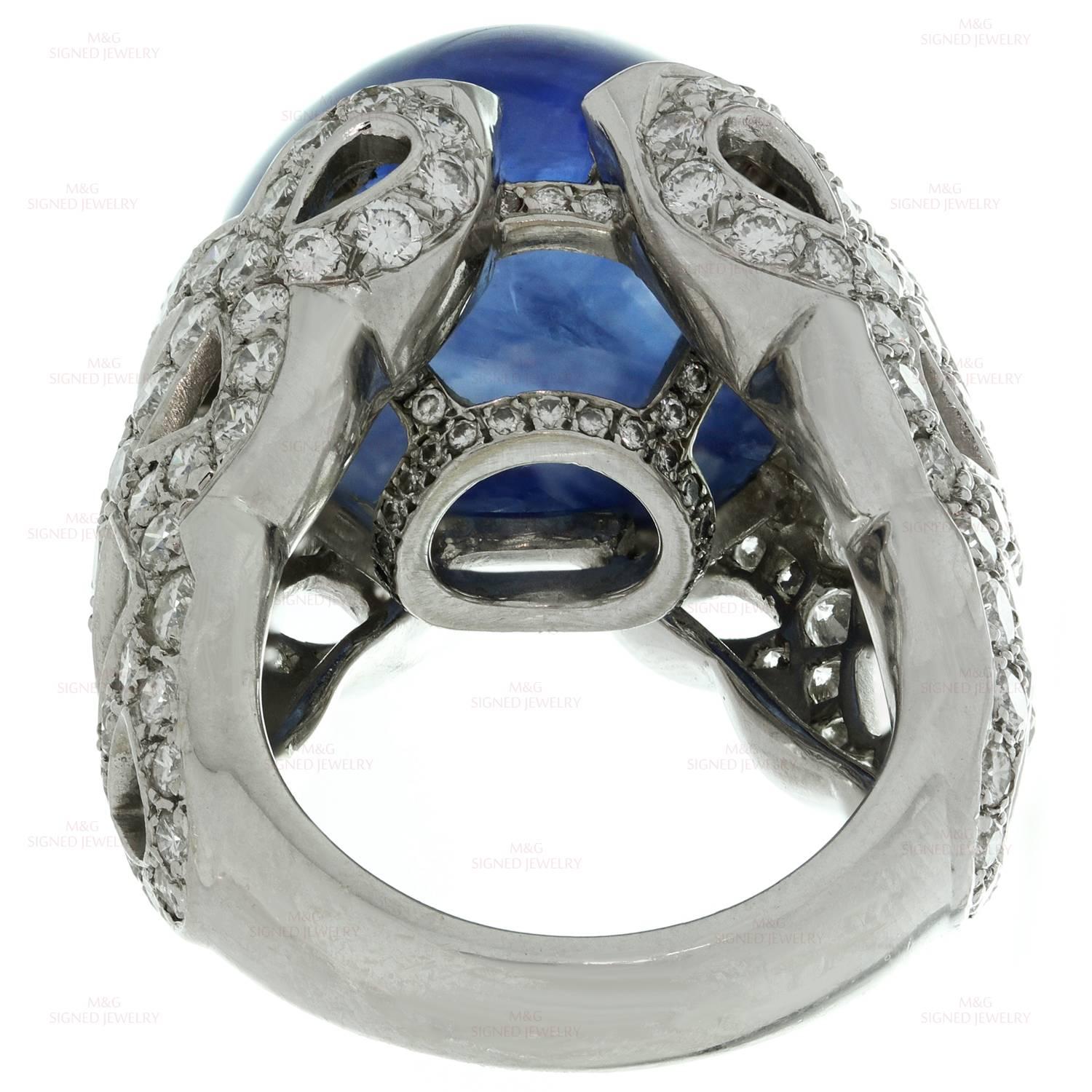 Natural Blue Sapphire Diamond Gold Dome Ring 2