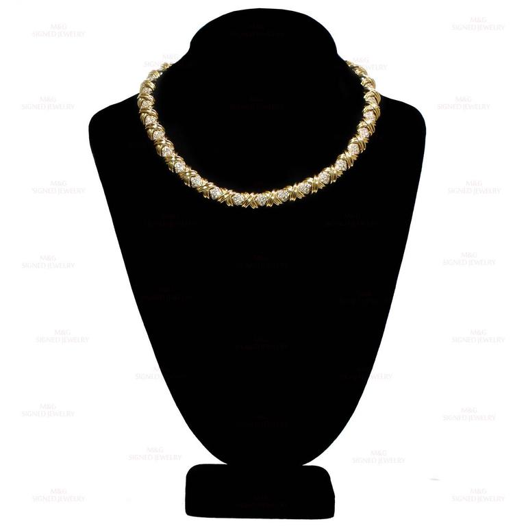 Tiffany and Co. Signature X Collection Diamond Gold Necklace For Sale ...