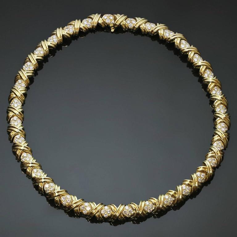 Tiffany and Co. Signature X Collection Diamond Gold Necklace For Sale ...