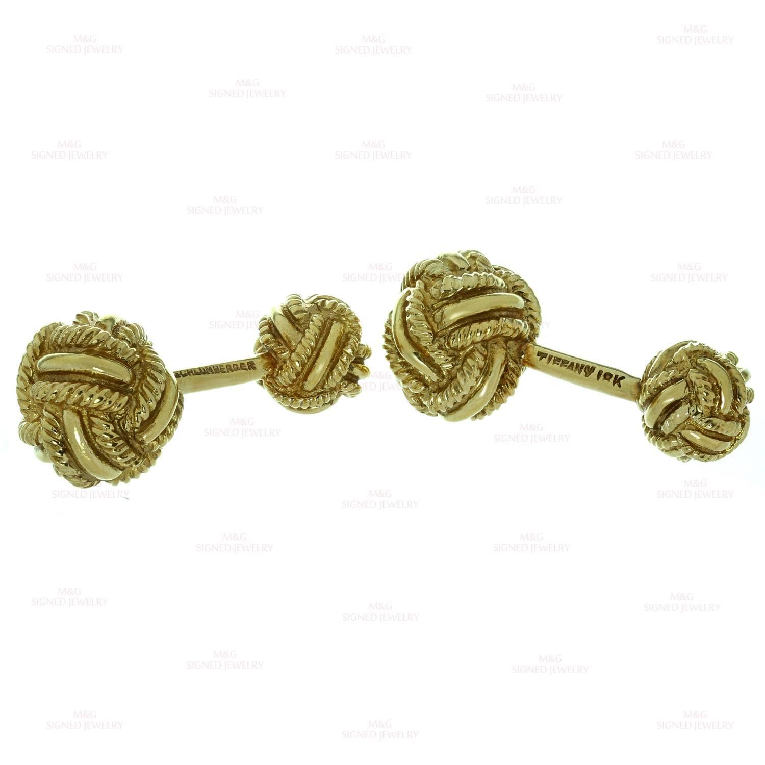 Tiffany & Co. Schlumberger Gold Knot Cufflinks and Studs Perfect for Fathers Day In Good Condition In New York, NY