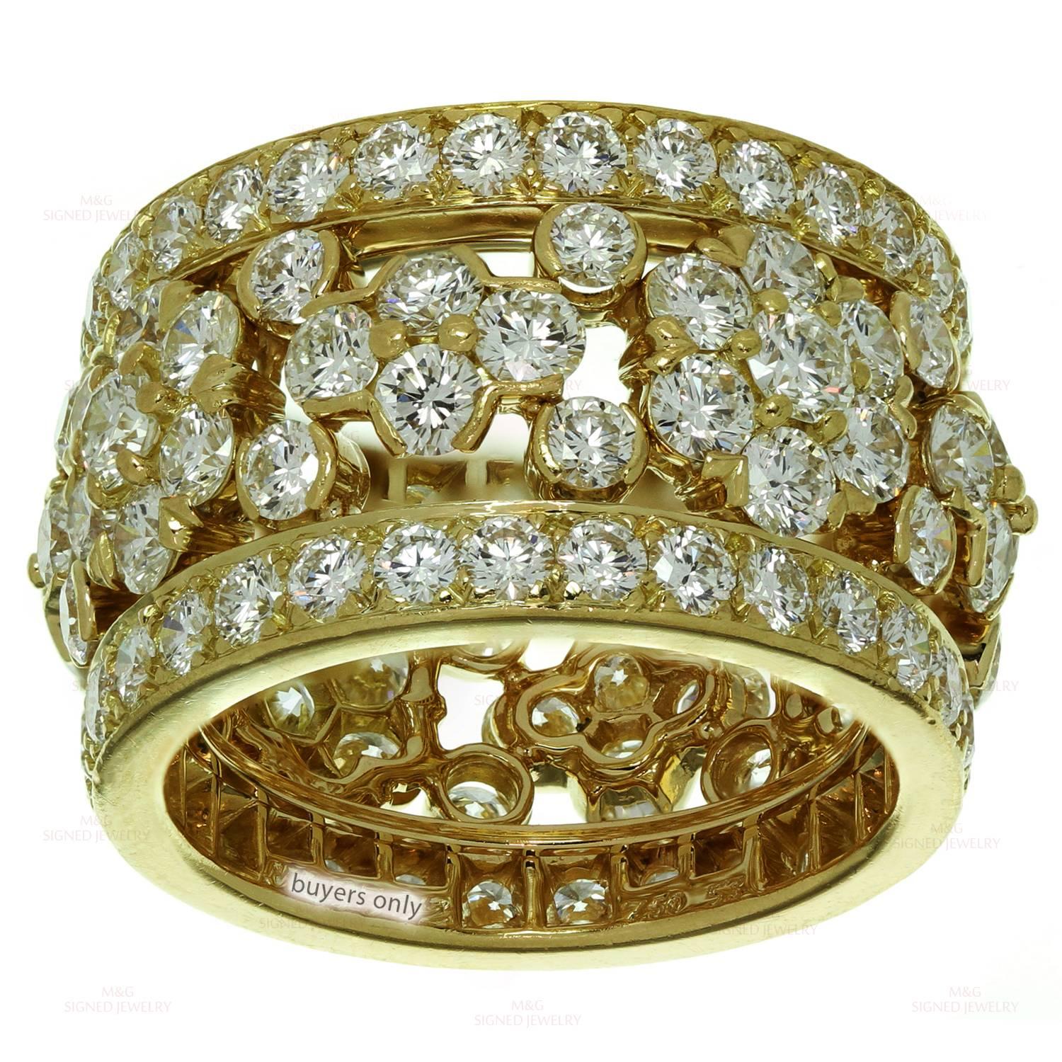 Van Cleef & Arpels Snowflake Bandeau 6.30 Carats Diamonds Gold Ring In New Condition In New York, NY