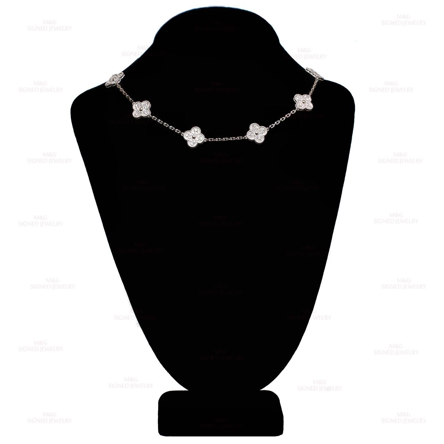 Van Cleef & Arpels Vintage Alhambra Diamond Gold 10 Motif Necklace 1