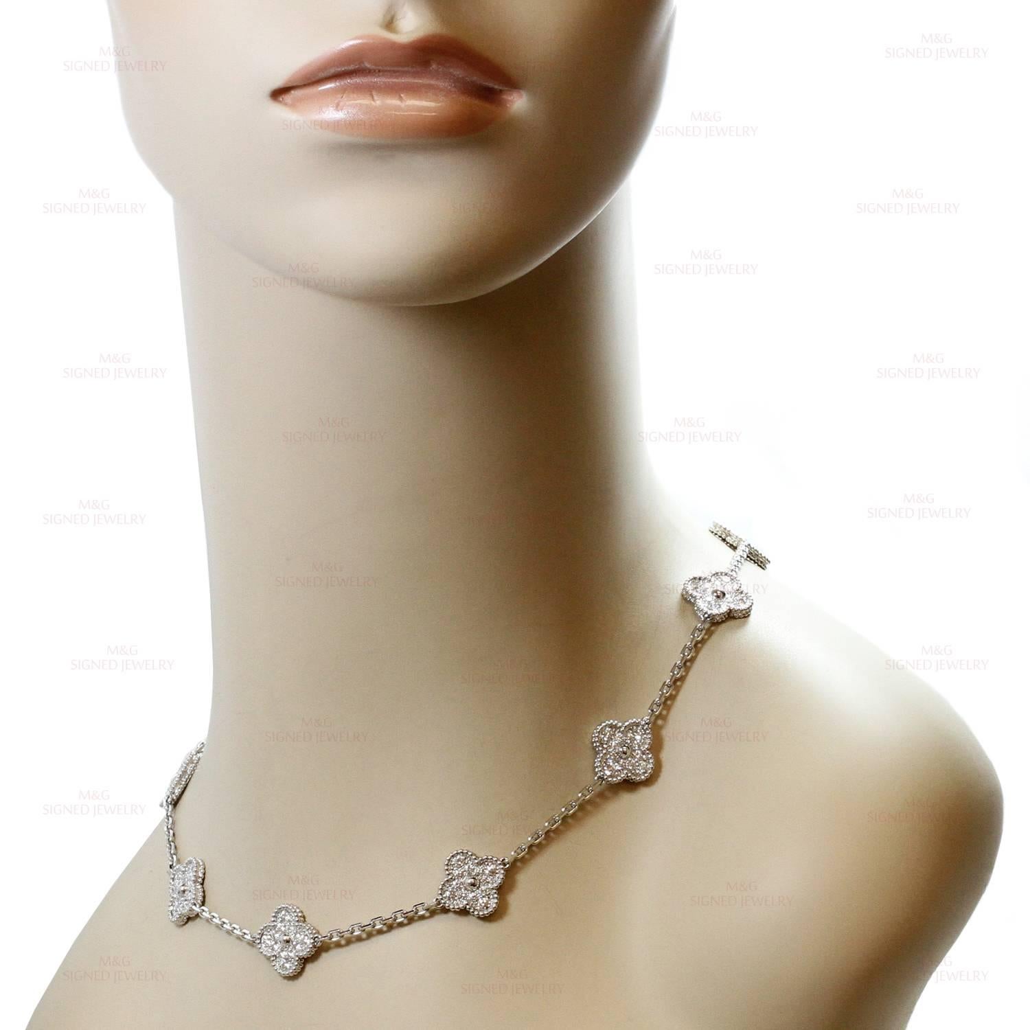 Van Cleef & Arpels Vintage Alhambra Diamond Gold 10 Motif Necklace 2