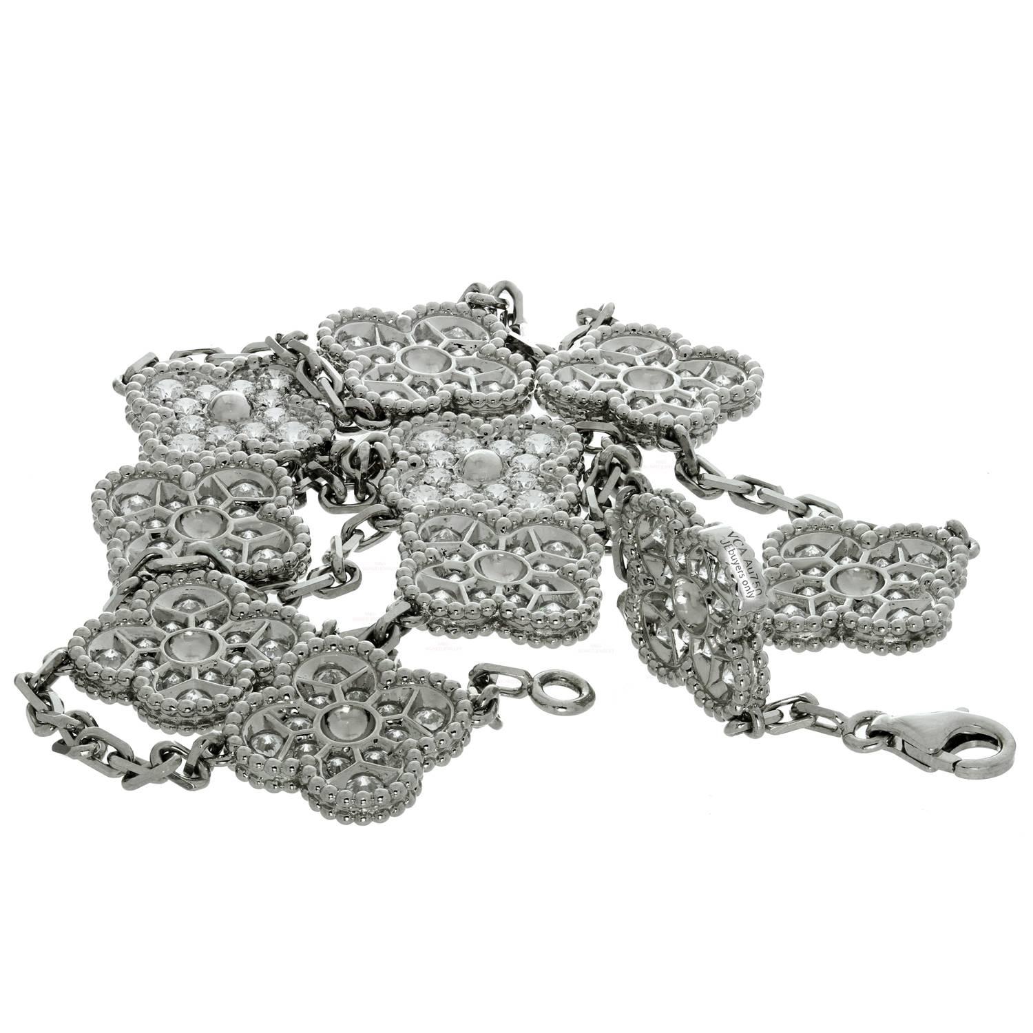 Van Cleef & Arpels Vintage Alhambra Diamond Gold 10 Motif Necklace 3