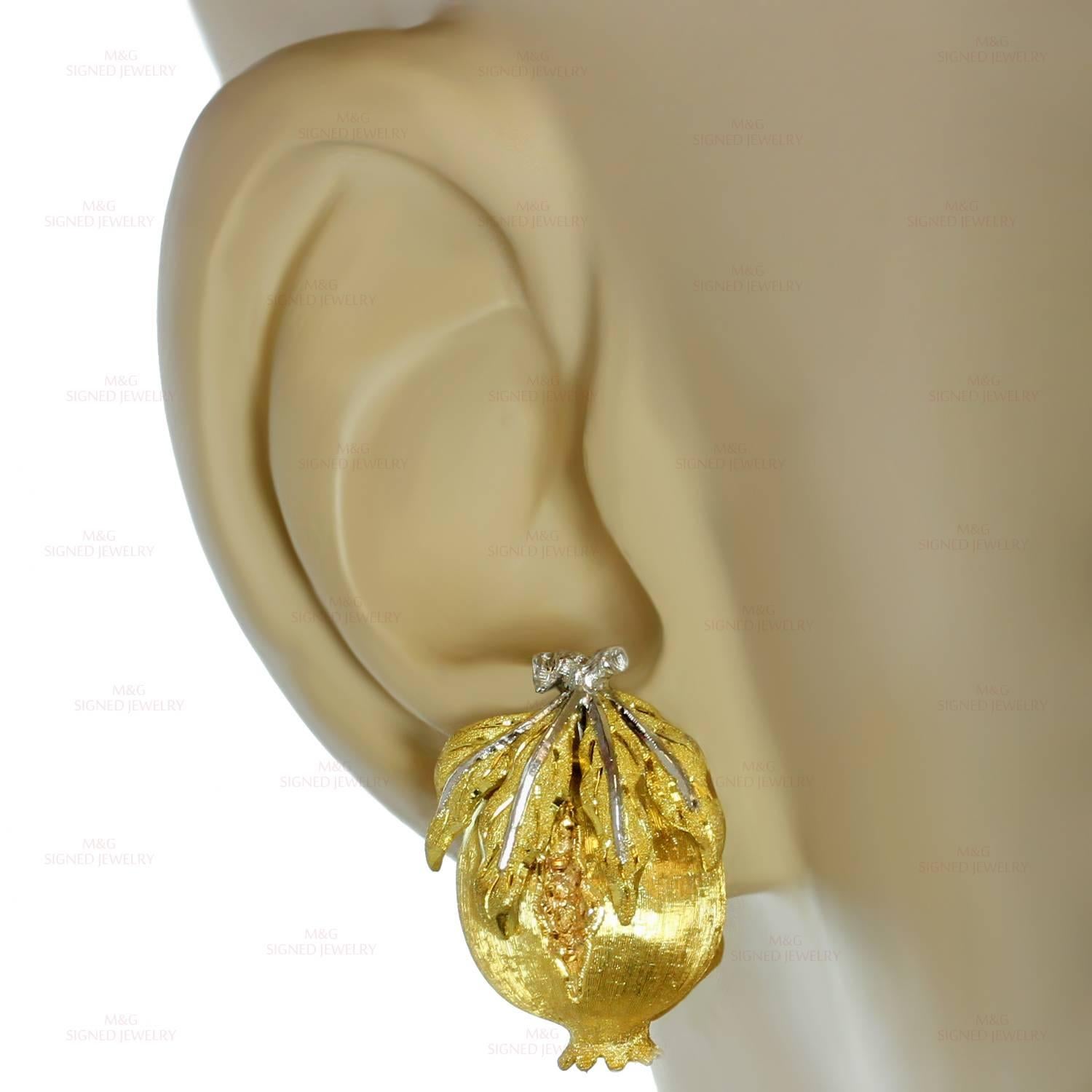 Women's Buccellati Two Color Gold Pomegranate Earrings 