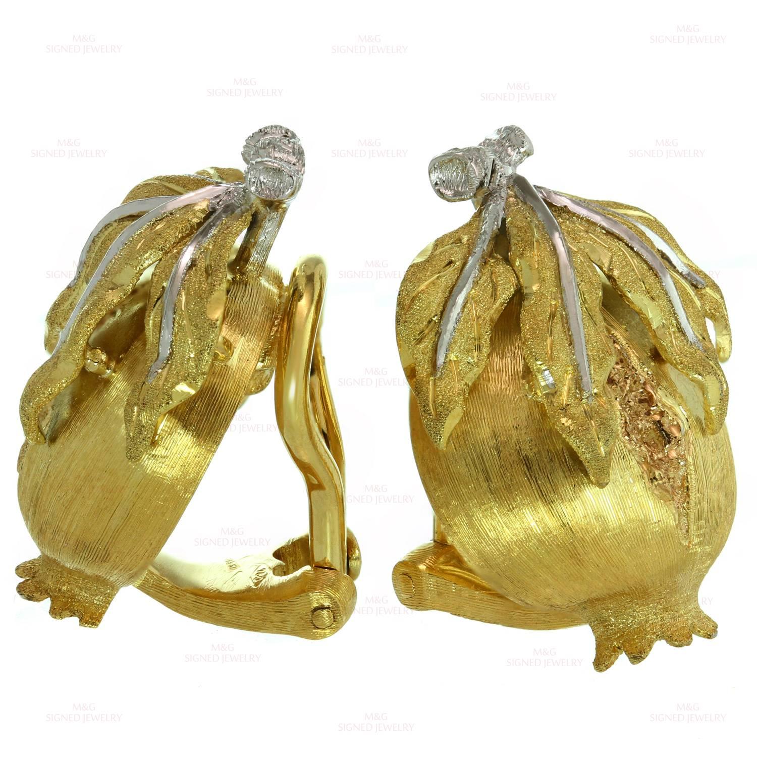 Buccellati Two Color Gold Pomegranate Earrings  2