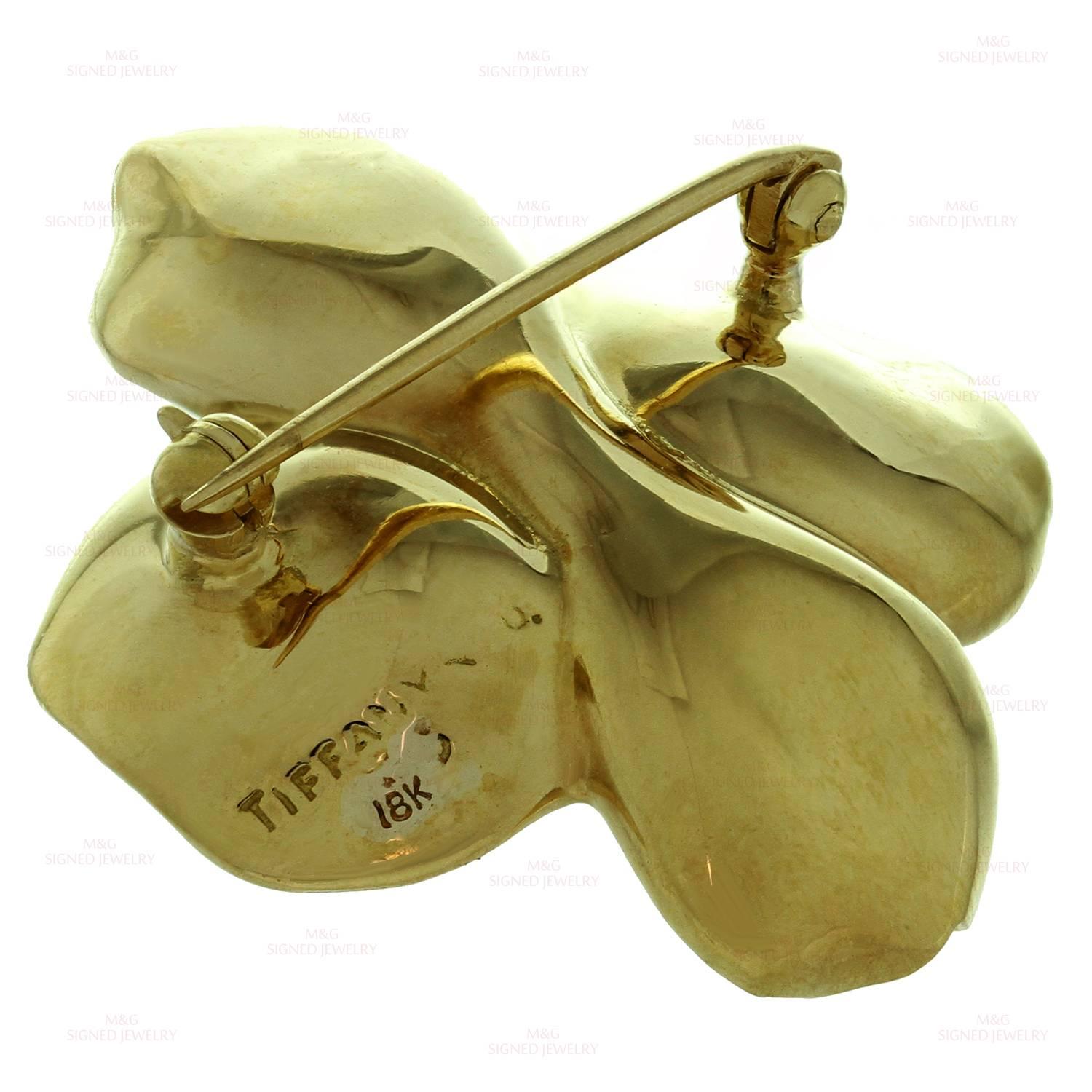 Women's Tiffany & Co. Diamond Gold Dogwood Flower Brooch