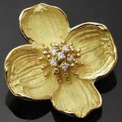 Tiffany & Co. Diamond Gold Dogwood Flower Brooch