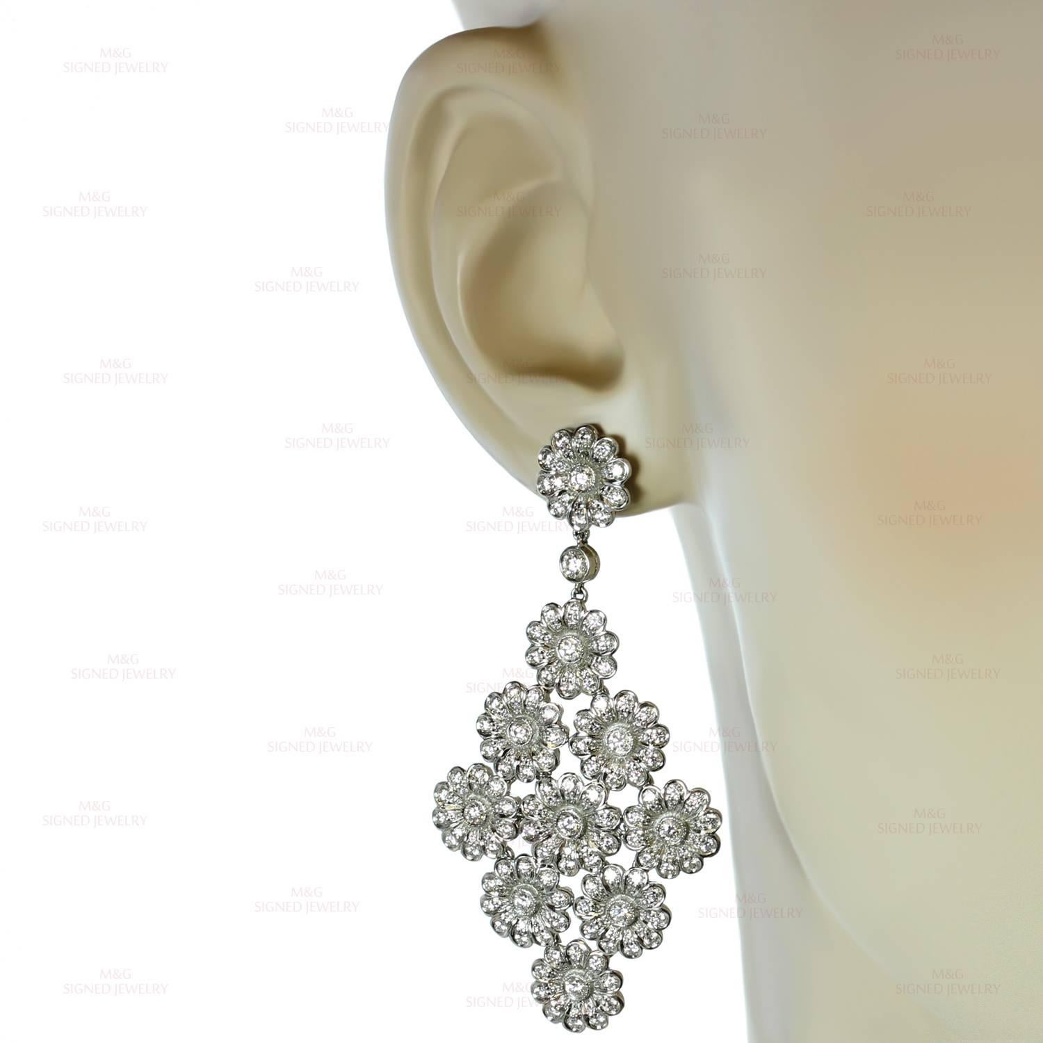 Tiffany & Co. Boucles d'oreilles pendantes en platine avec diamants de la collection Rose Excellent état - En vente à New York, NY