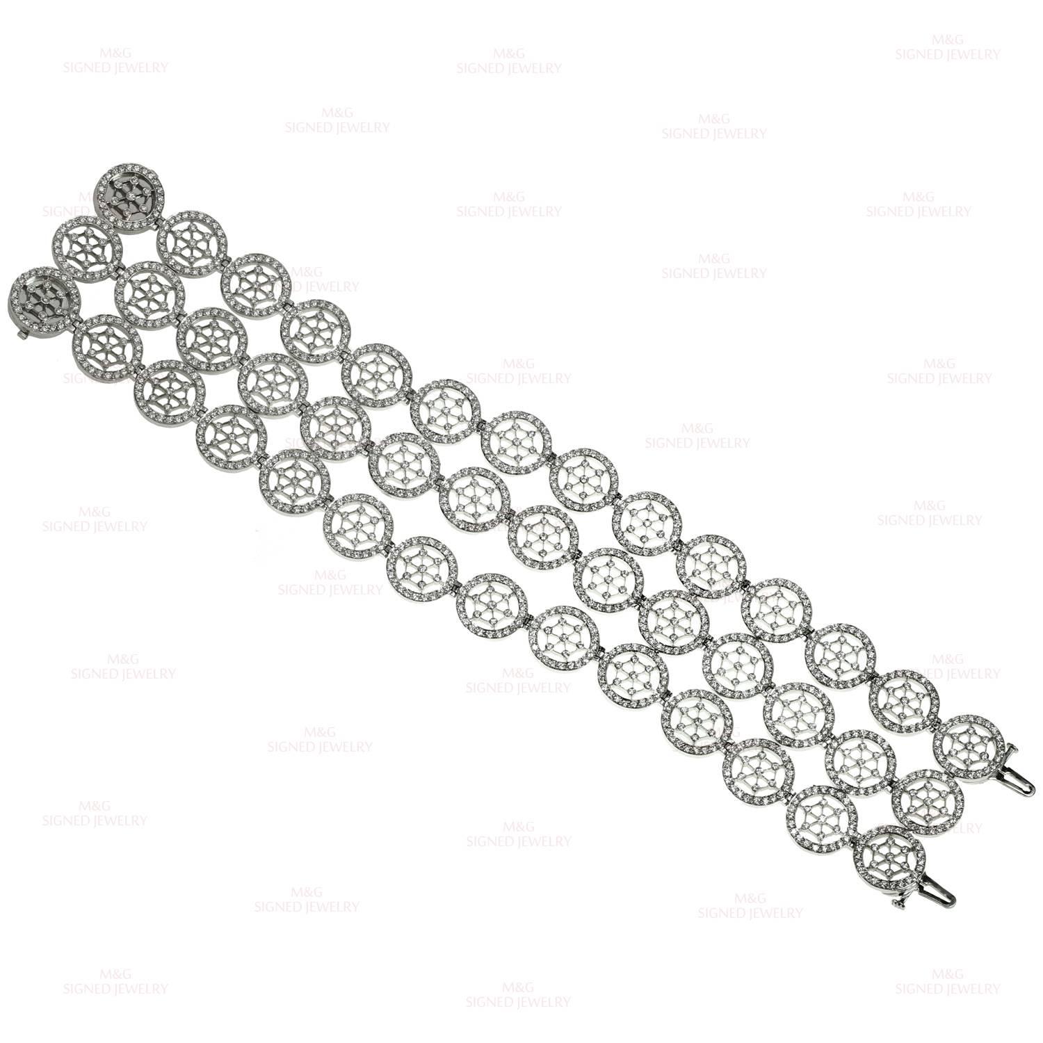 Tiffany & Co. Voile Diamond Platinum 3-Row Bracelet In Excellent Condition In New York, NY