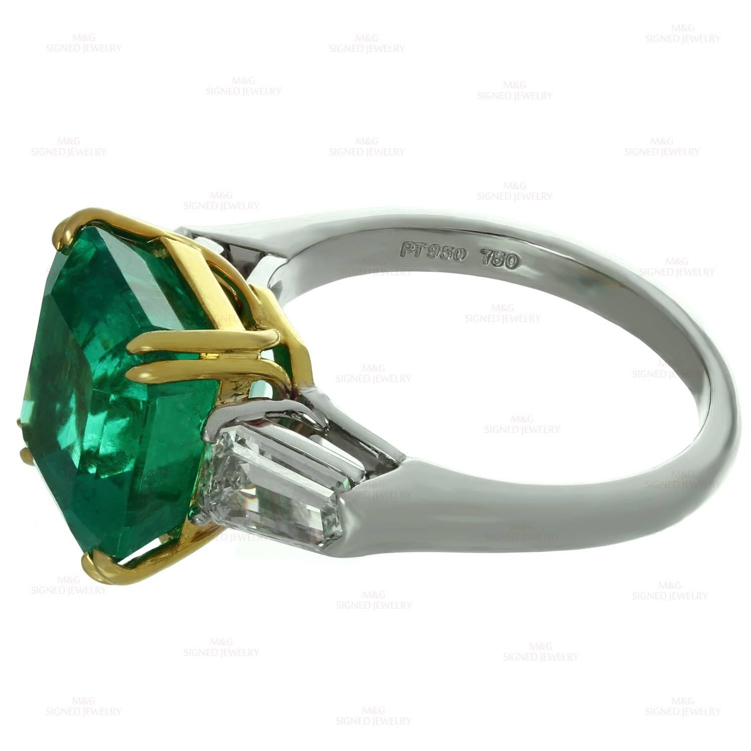 Bulgari 6.13 Carat GIA Cert Colombian Emerald Diamond Platinum Ring  In Excellent Condition In New York, NY