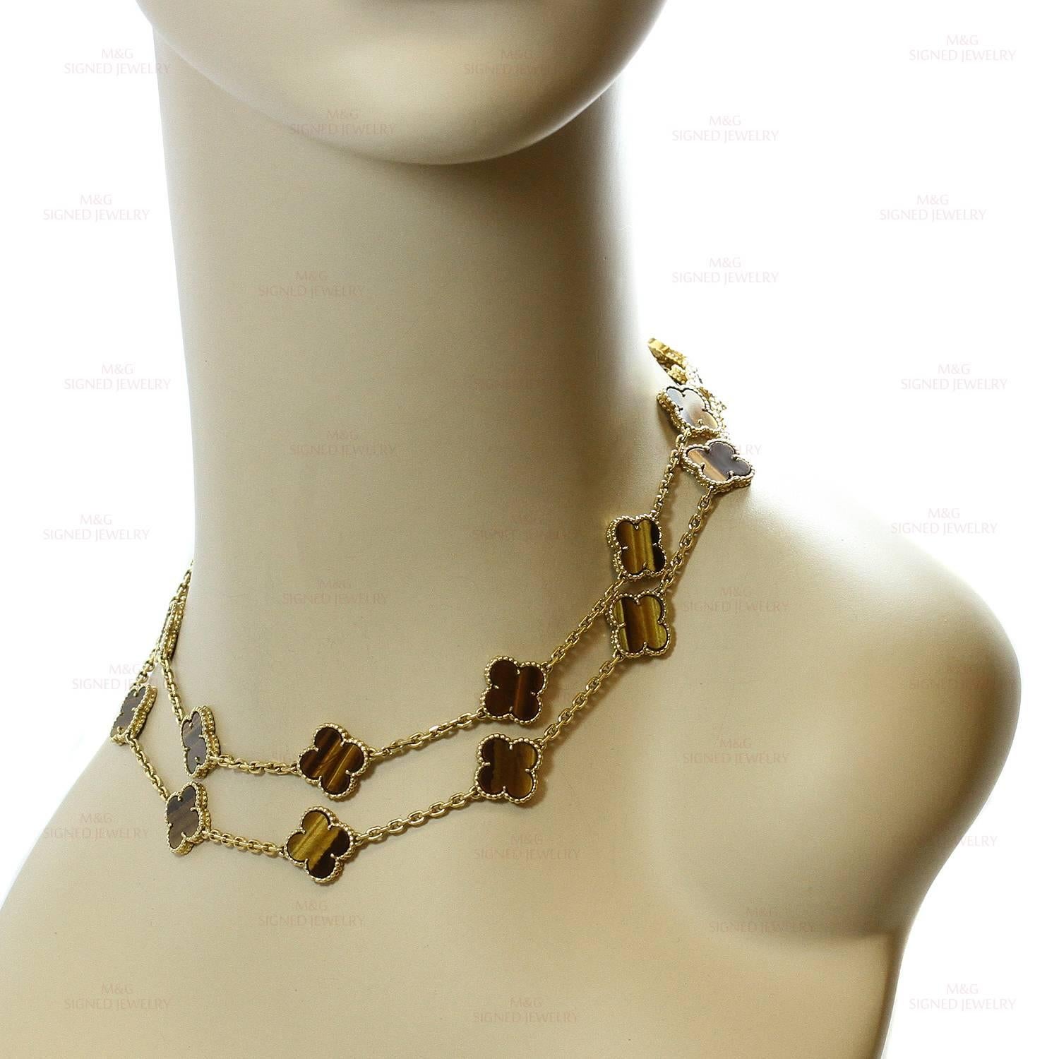 Van Cleef & Arpels Alhambra Tiger's Eye 20-Motif Necklace 3