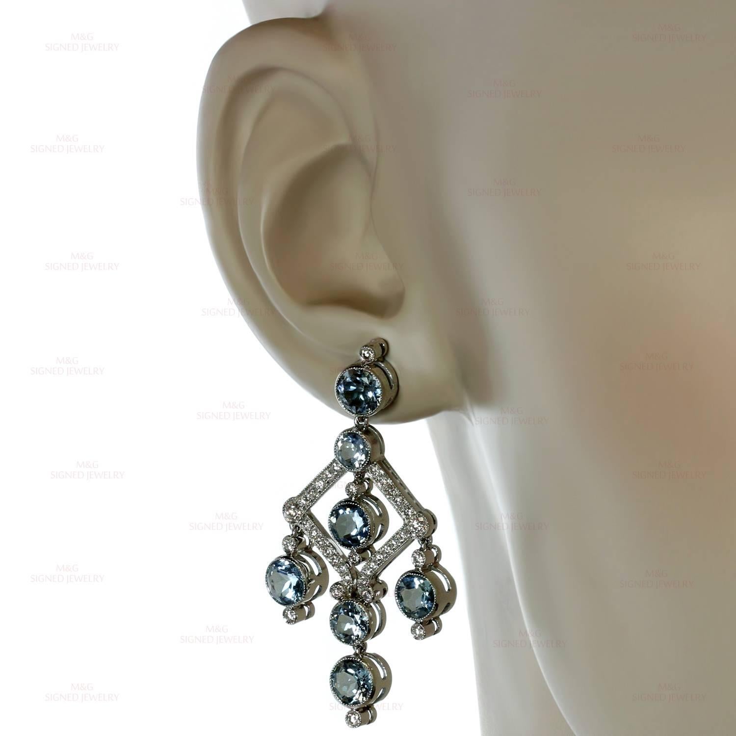 Women's Tiffany & Co. Aquamarine Diamond Platinum Earrings