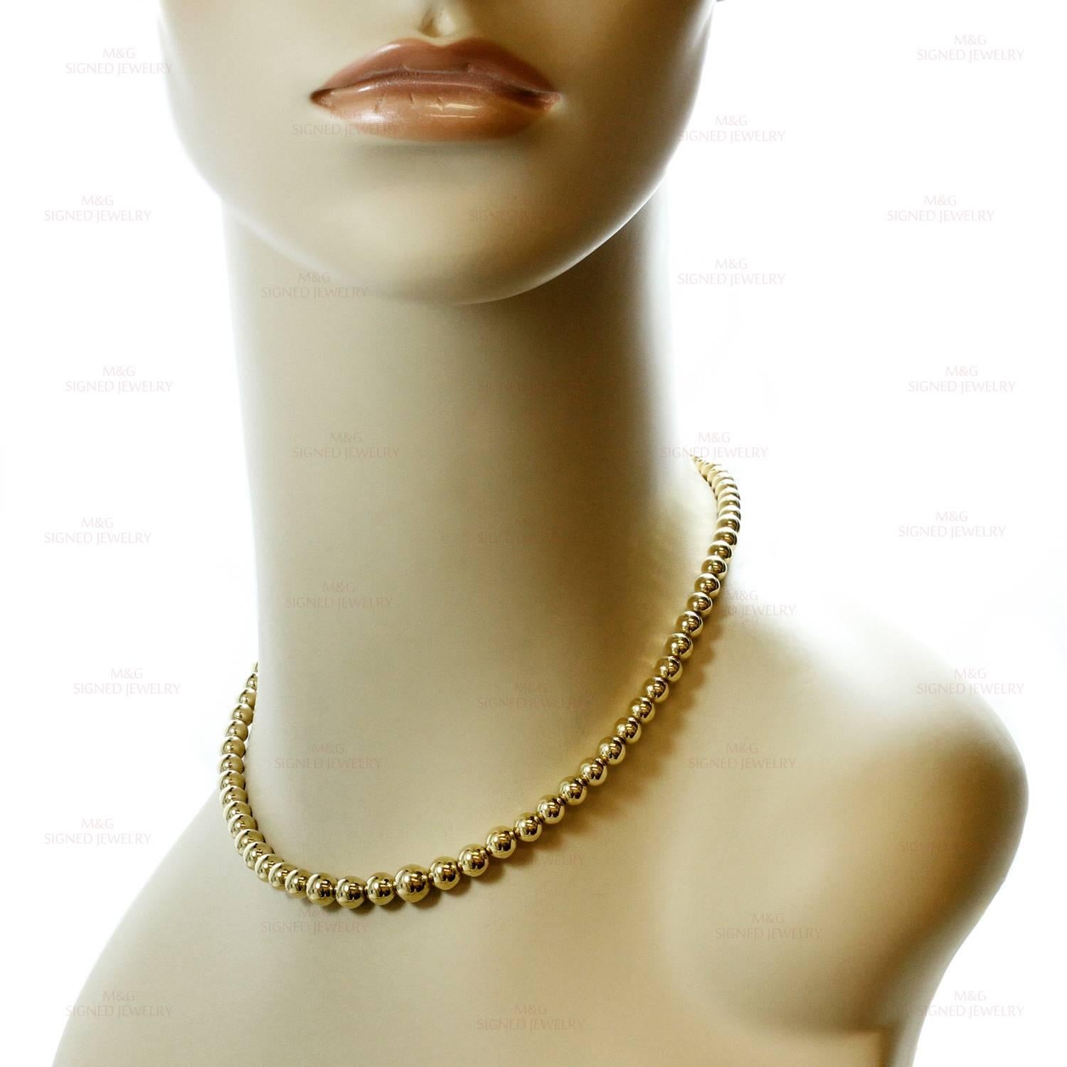 1980s Tiffany & Co. Gold Bead Necklace and Earrings Suite In Excellent Condition In New York, NY
