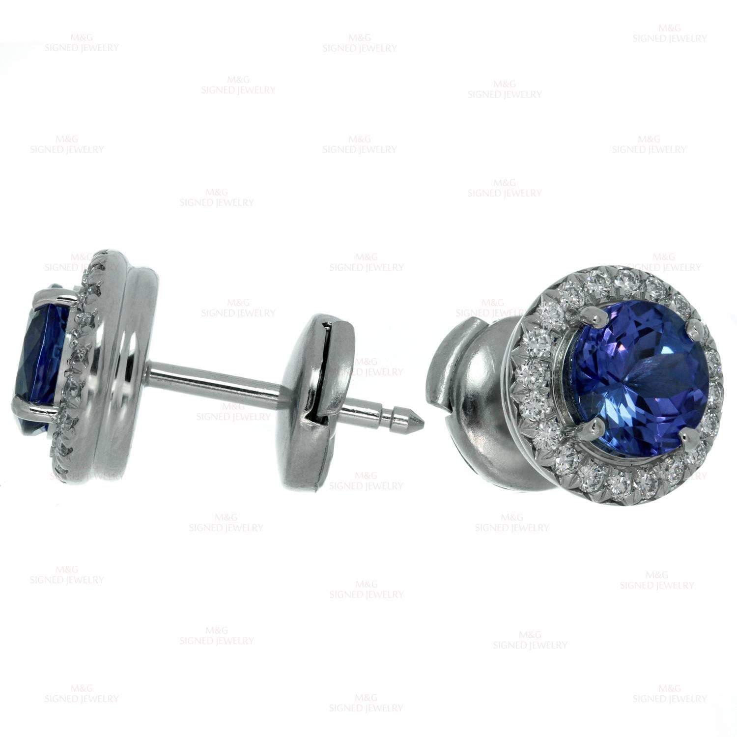 Tiffany & Co. Seleste Tanzanite Diamond Platinum Stud Earrings 1