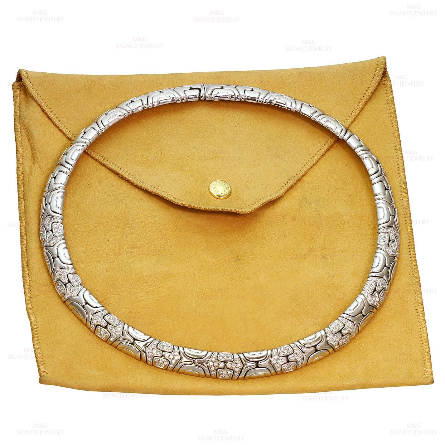 Bulgari Parenthesis Diamond Gold Small Collar Necklace In Excellent Condition In New York, NY