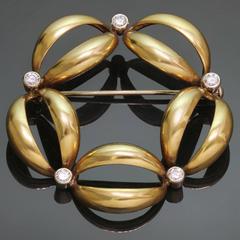 1980s Diamond Two Color Gold Brooch