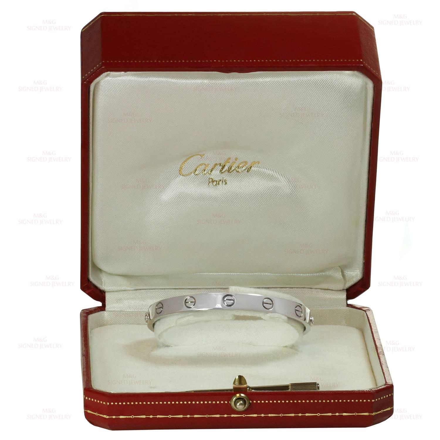 Cartier Love Gold Bangle Bracelet Sz.17 In Excellent Condition In New York, NY