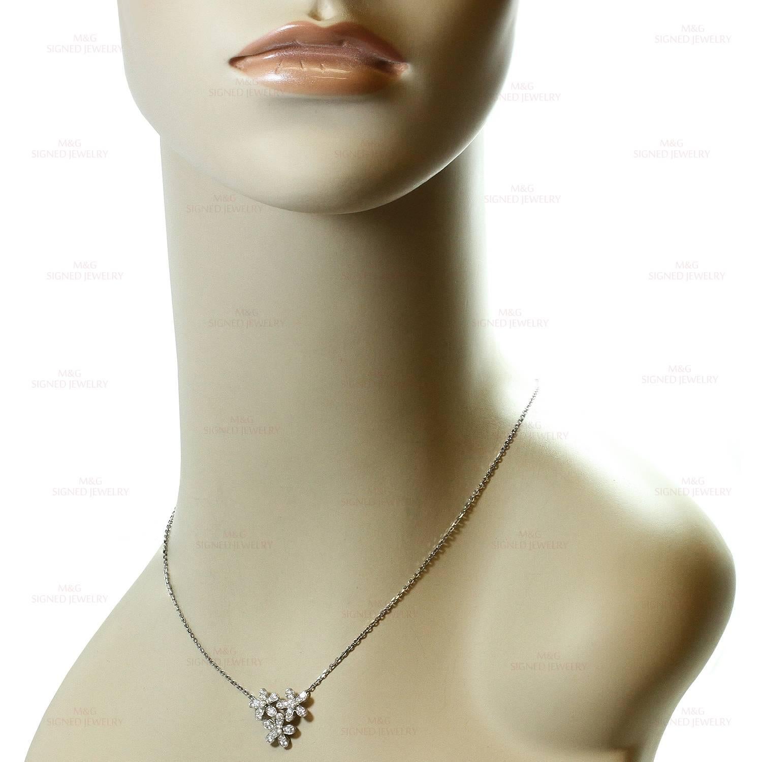 Van Cleef & Arpels Socrate Diamond Gold 3-Flower Pendant Necklace In Excellent Condition In New York, NY