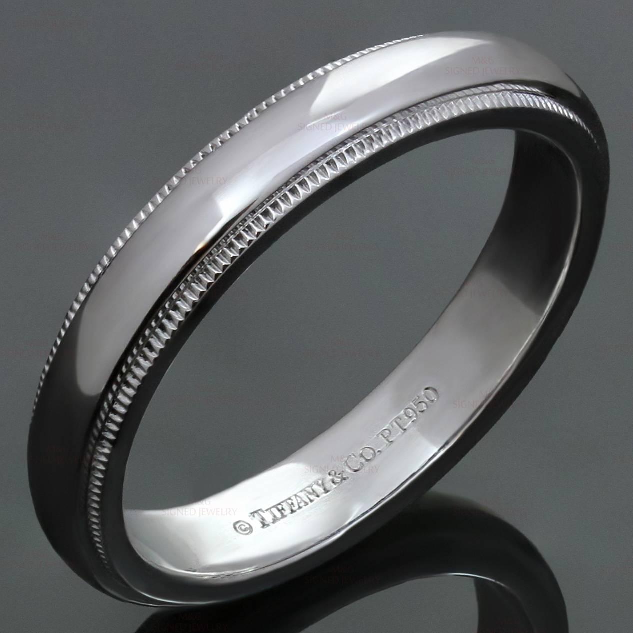 Tiffany and Co. Platinum Milgrain Men's Wedding Band Ring