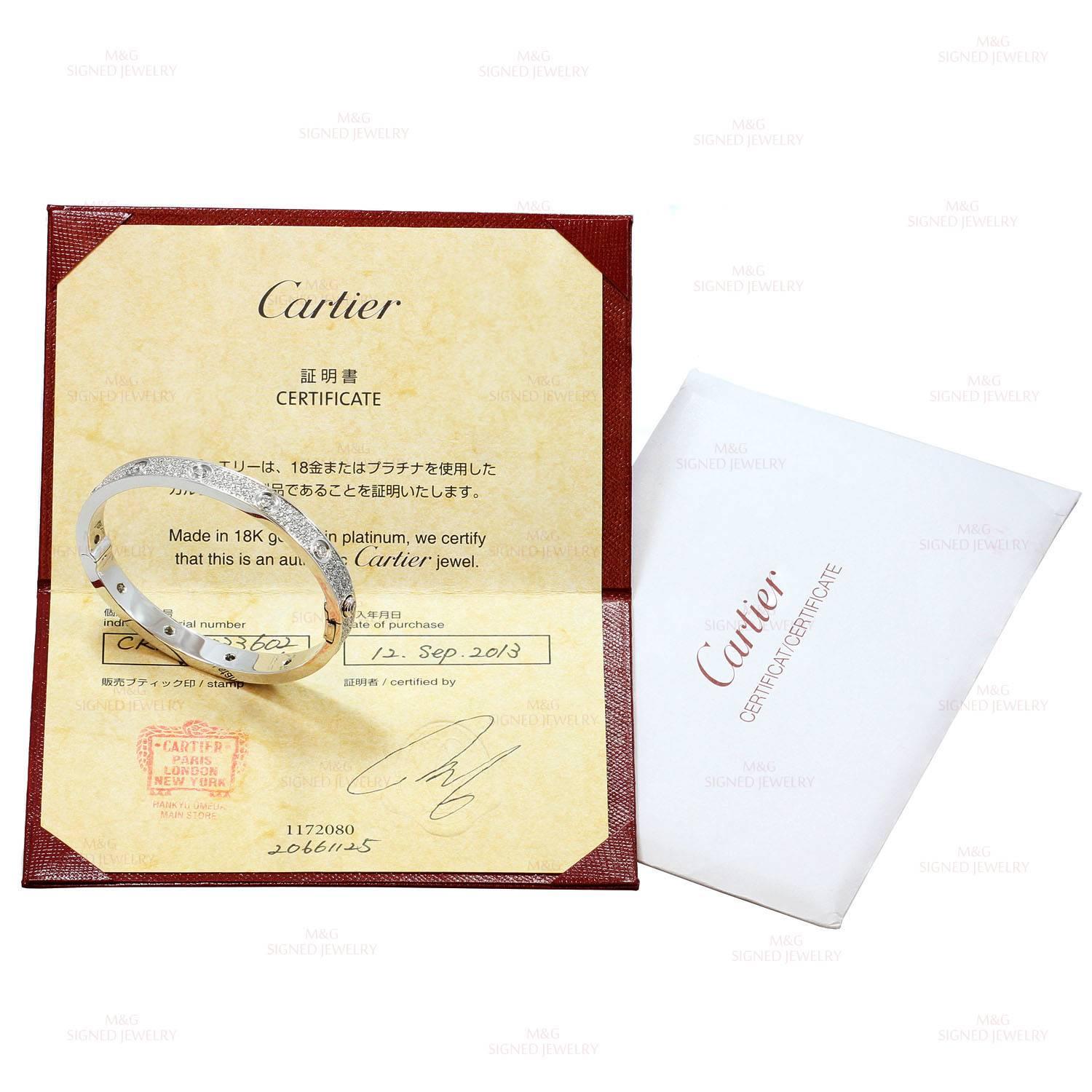 Cartier Love Pave Diamant-Armreif aus Gold mit Diamanten im Zustand „Hervorragend“ in New York, NY