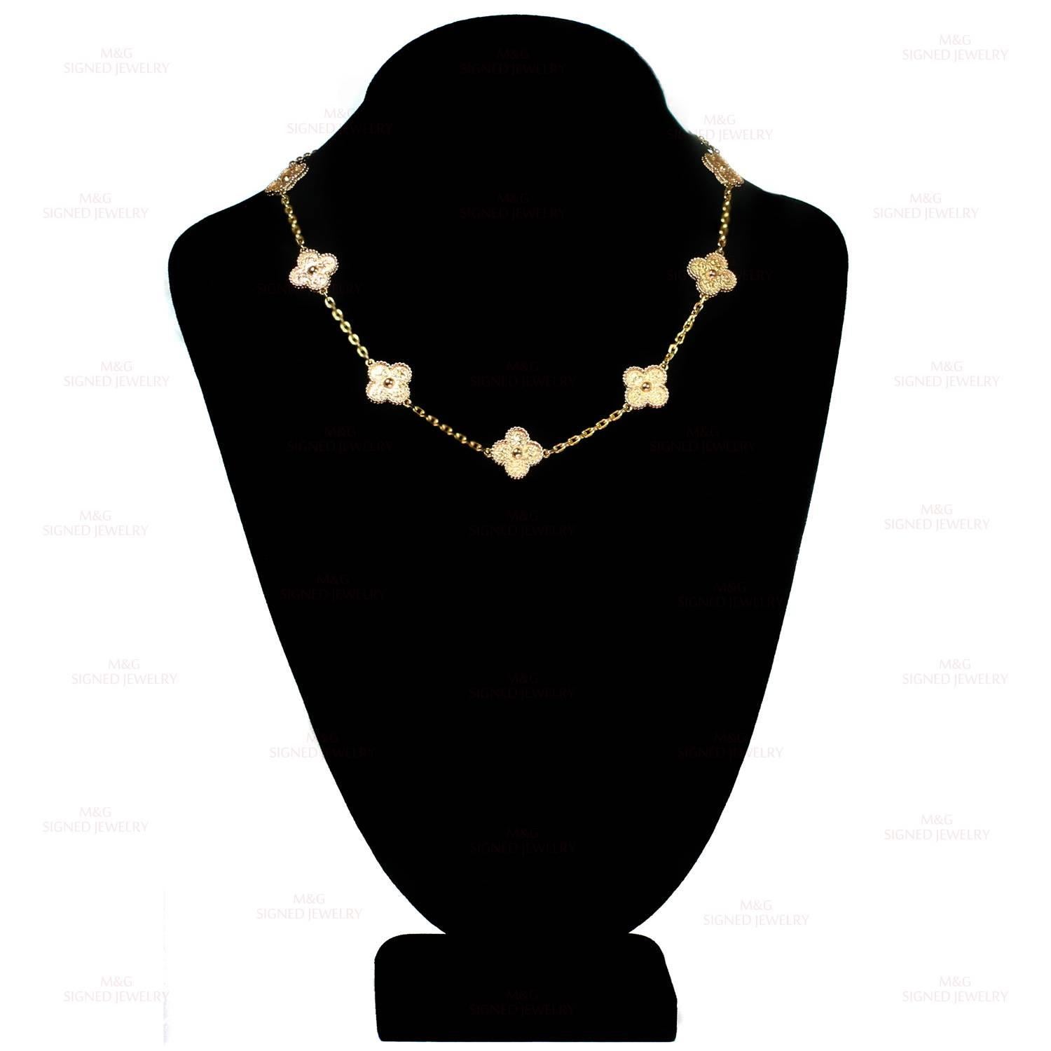 Women's Van Cleef & Arpels Vintage Alhambra 10 Motif Gold Necklace