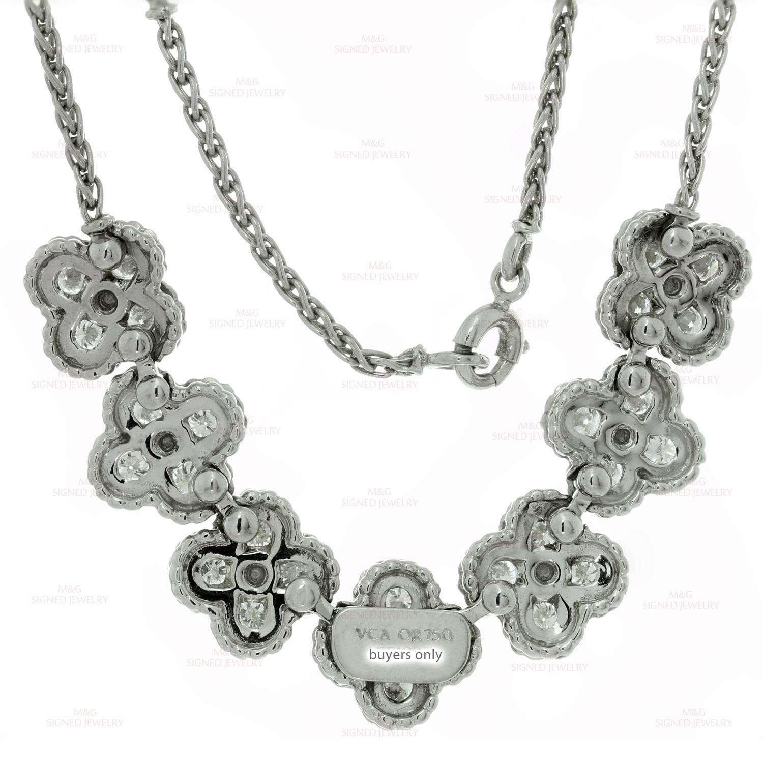 VAN CLEEF & ARPELS Arno Alhambra Diamond White Gold Necklace 3